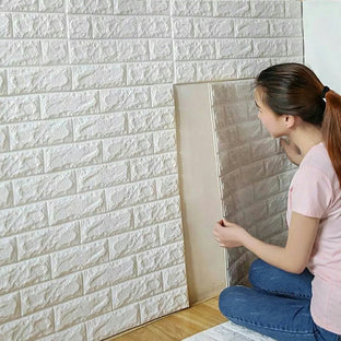 ورق حائط فوم أبيض ثلاثي الأبعاد - 70*70 سم