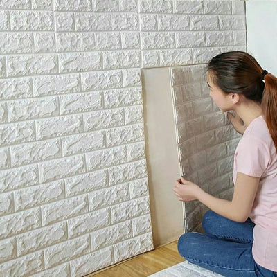 ورق حائط فوم أبيض ثلاثي الأبعاد - 70*70 سم