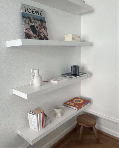 طقم رف ديكور طاير خشب MDF - 3 قطع أبيض